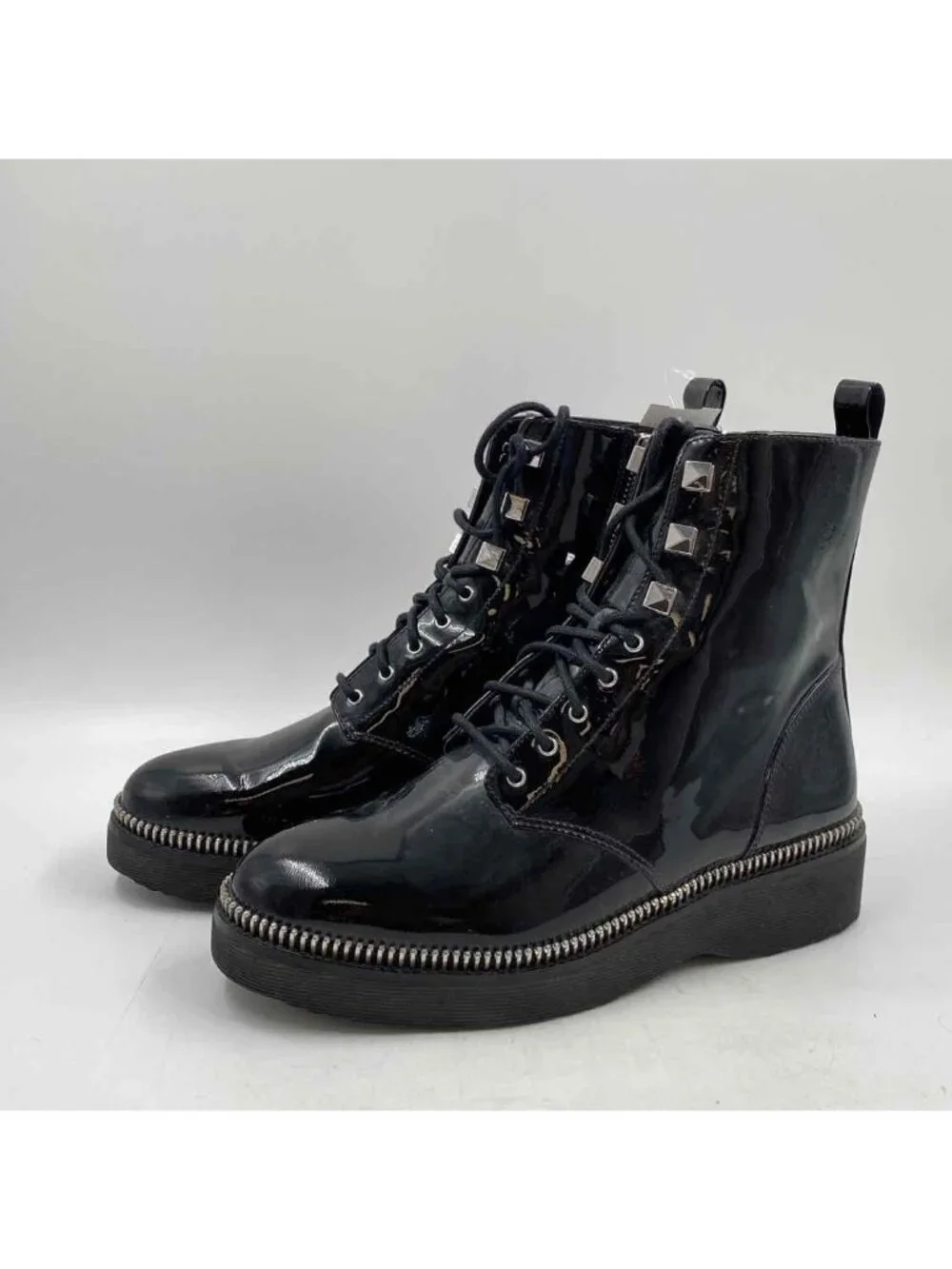Michael Kors Women's Patent Leather Shoe Size 8.5 Dark Navy Blue Solid Boots